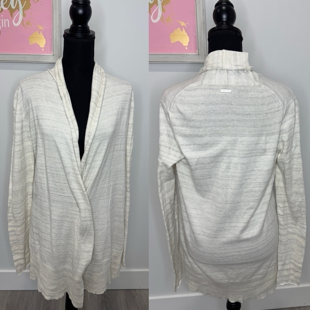 Calvin Klein Jeans Cotton White Gray Front Button Cardigan (M)